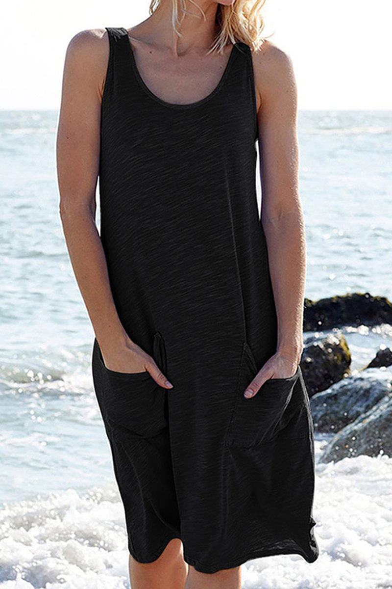 Drune | Stilvolles Armelloses Knielanges Kleid mit Taschen