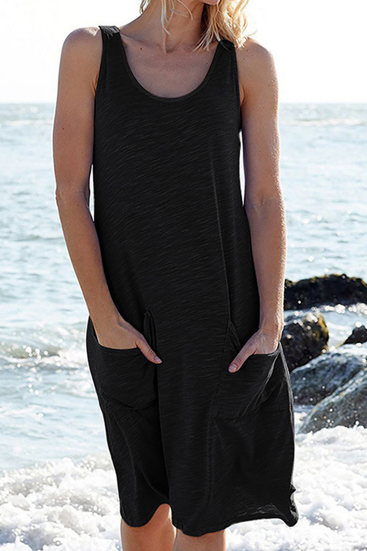 Drune | Stilvolles Armelloses Knielanges Kleid mit Taschen