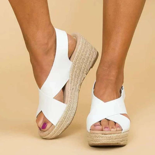 Damen Wedge-Sandalen mit verstellbarem Riemen und stylischem Kreuzdesign Drune