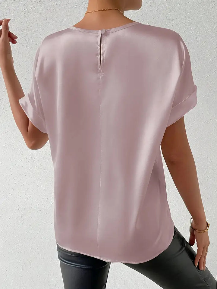 Drune | Satin T-Shirt Mit Umgeschlagenen Ärmeln Für Damen
