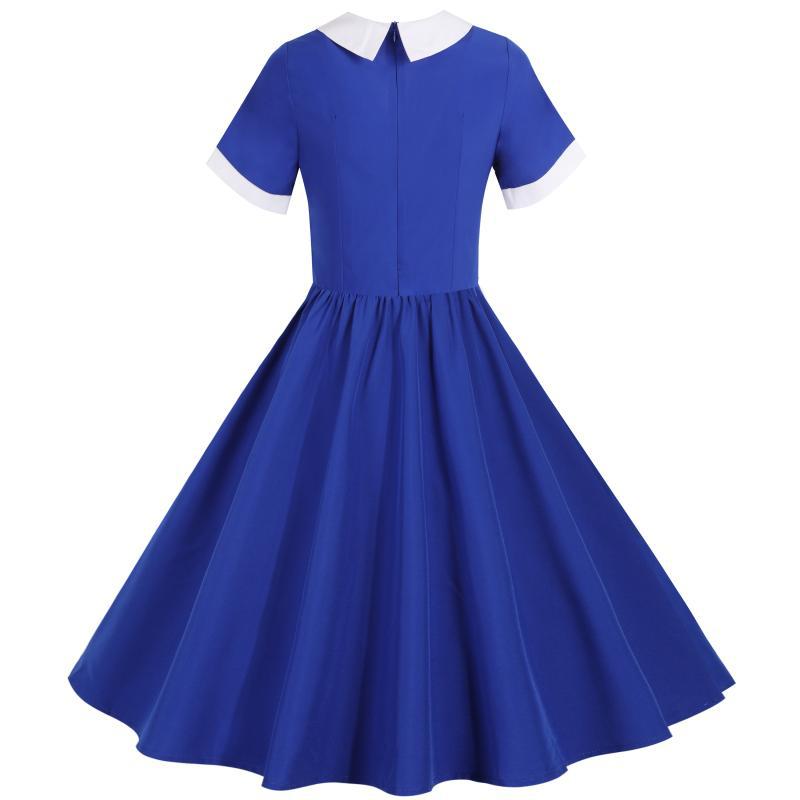 Damen klassisches Swingkleid mit V-Ausschnitt und taillierten Details Drune