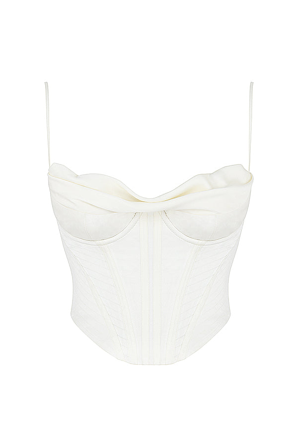 Drune | Ivory Satin Drapiertes Korsett