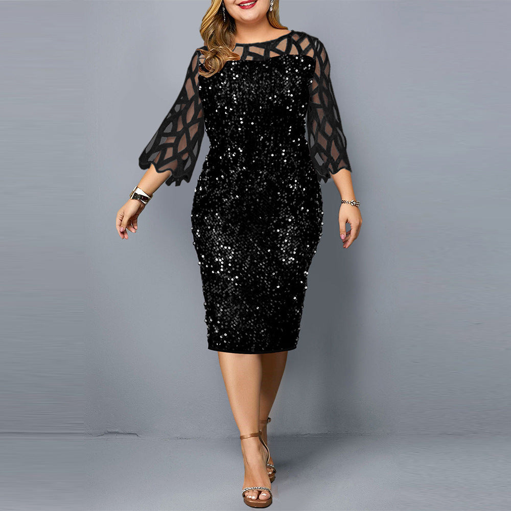 Drune Damenkleid mit Lotusblatthülse und Pailletten