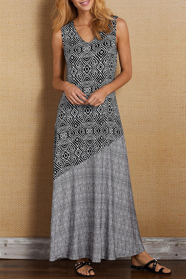 Drune | Elegant Print V-Ausschnitt A-Linien Kleider