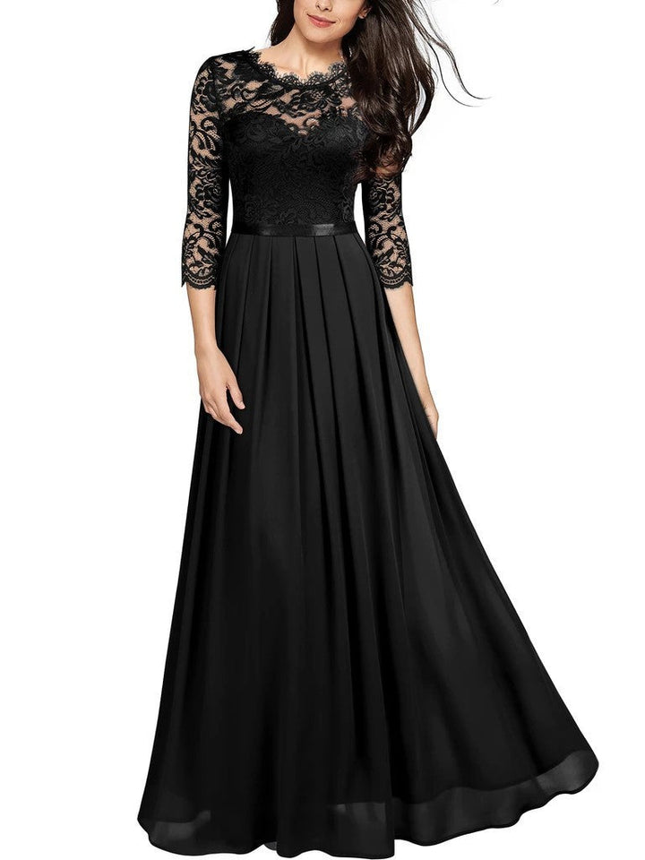 Drune | Elegantes Chiffon Kleid Mit Spitzen Einsätzen Für Brautjungfern