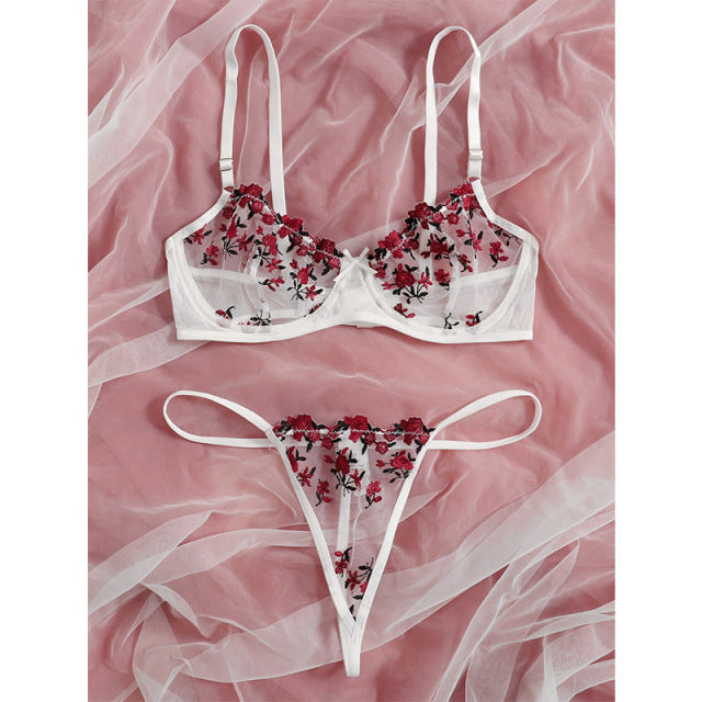 Drune | Verlockend Unterwäsche Floral Stickerei Erotische Dessous Set