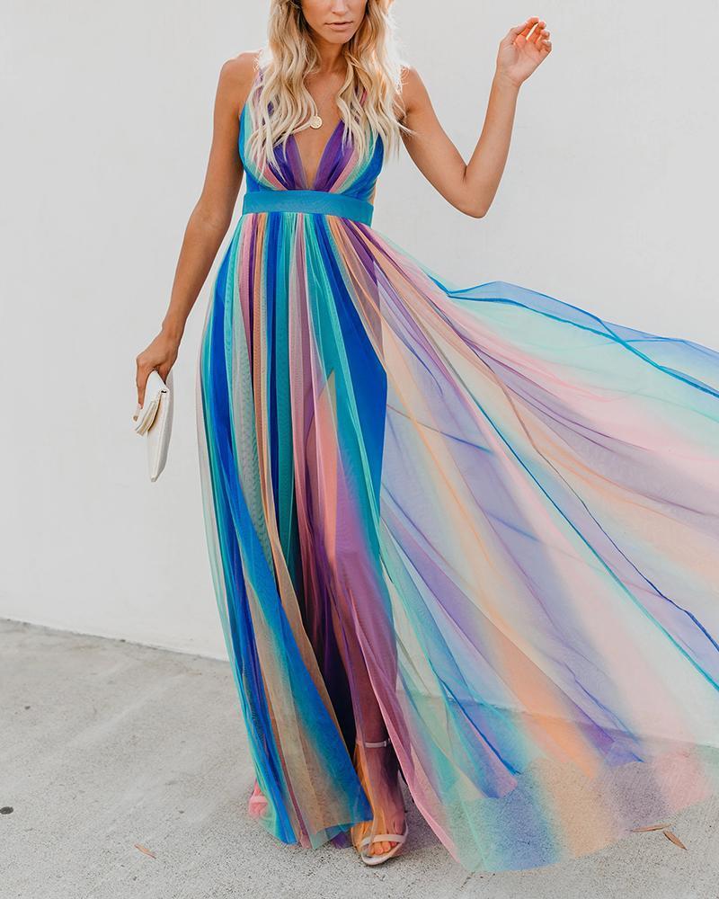 Drune | Regenbogen Netzkleid Für Damen Mit Trägern