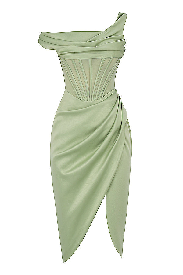 Drune | Asymmetrisch drapiertes Midi-Korsettkleid