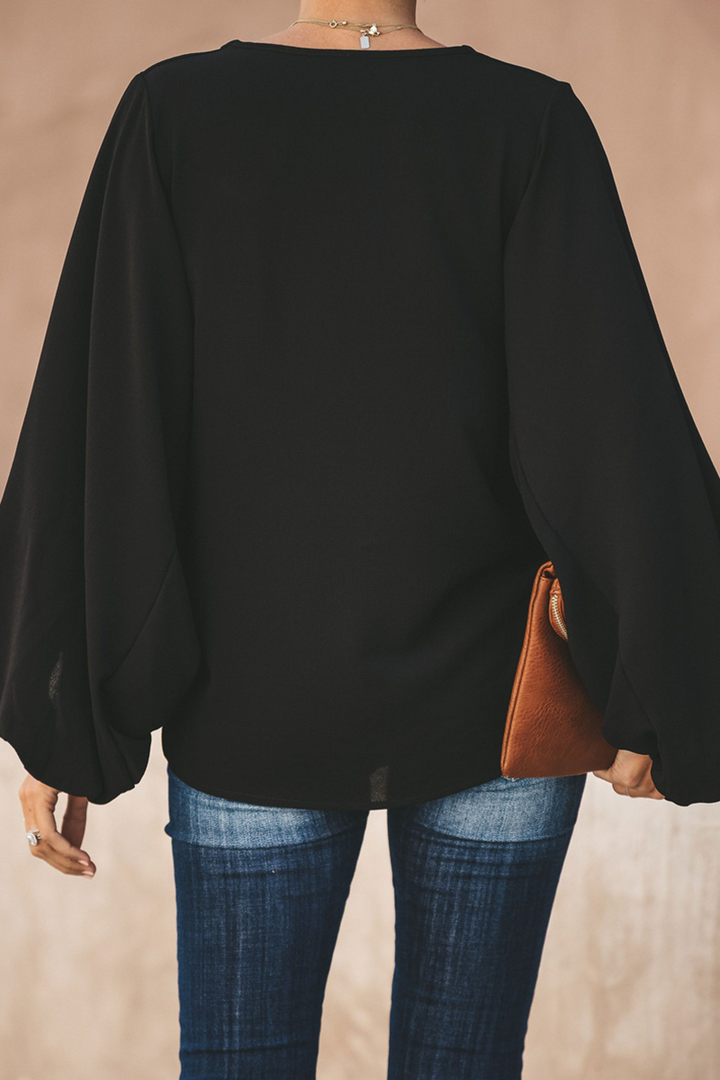 Drune | Mode Elegant Einfarbig Patchwork V-Ausschnitt Tops - 3 Farben