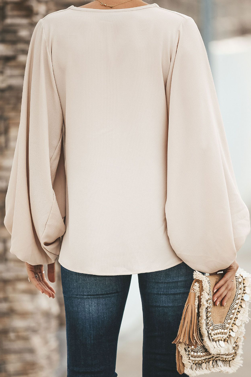Drune | Mode Elegant Einfarbig Patchwork V-Ausschnitt Tops - 3 Farben