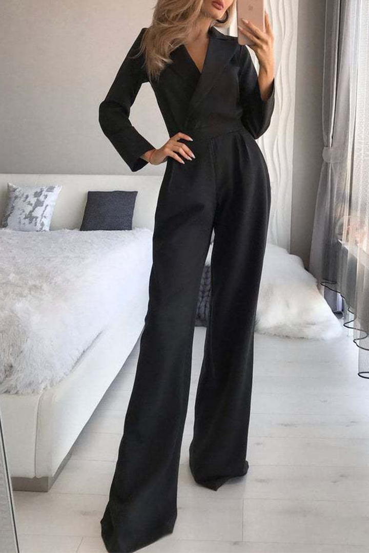 Drune | Mode Elegante Umlegekragen Gerade Jumpsuits - 3 Farben