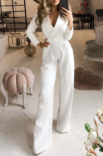 Drune | Mode Elegante Umlegekragen Gerade Jumpsuits - 3 Farben
