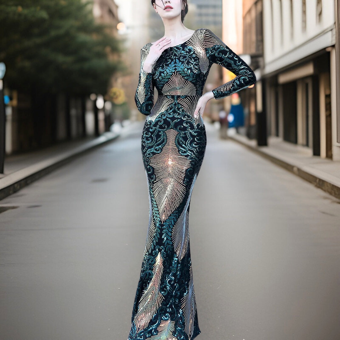 Drune - Hochwertiges, rückenfreies Pailletten-Kleid