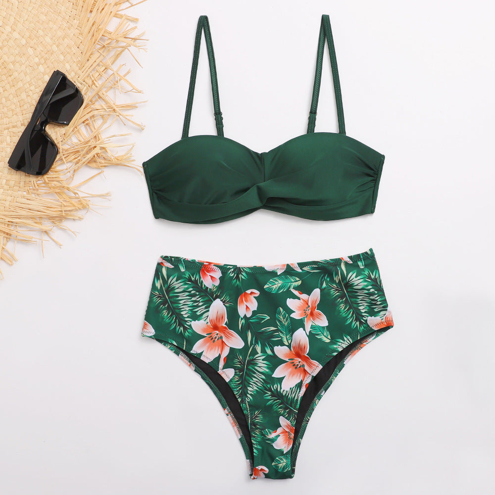 Damen Bikini-Set mit elegantem Bustier-Oberteil und hoch taillierten Unterteilen Drune