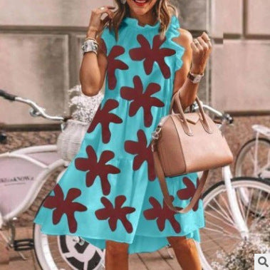 Damen Kleid mit Blumendruck und Rüschen Drune