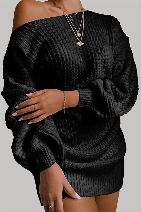 Drune | Lässiges Herbst Off-the-Shoulder Strickkleid für Frauen