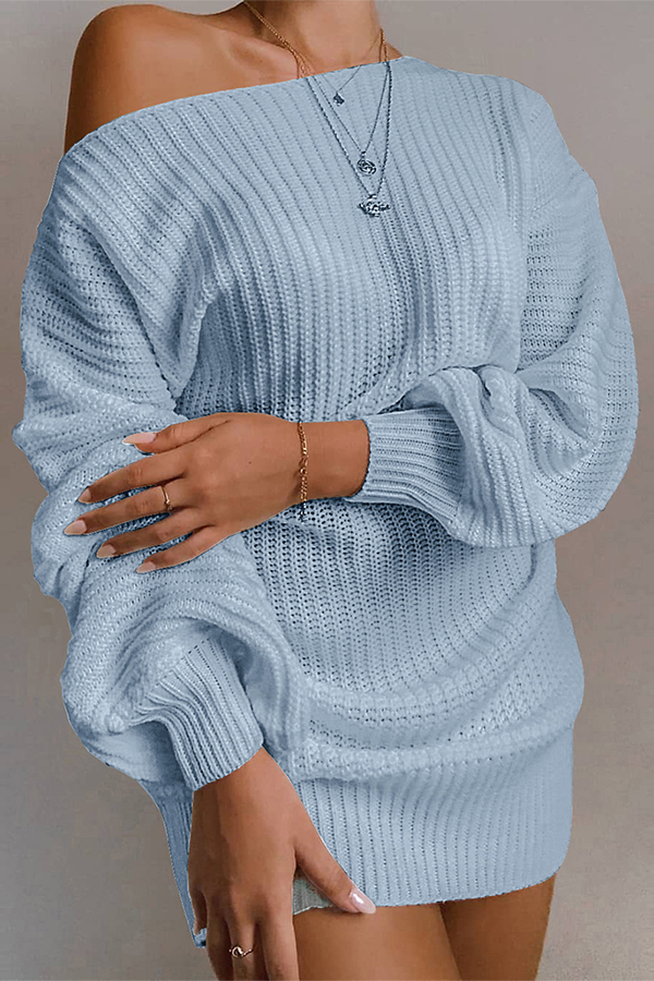 Drune | Lässiges Herbst Off-the-Shoulder Strickkleid für Frauen