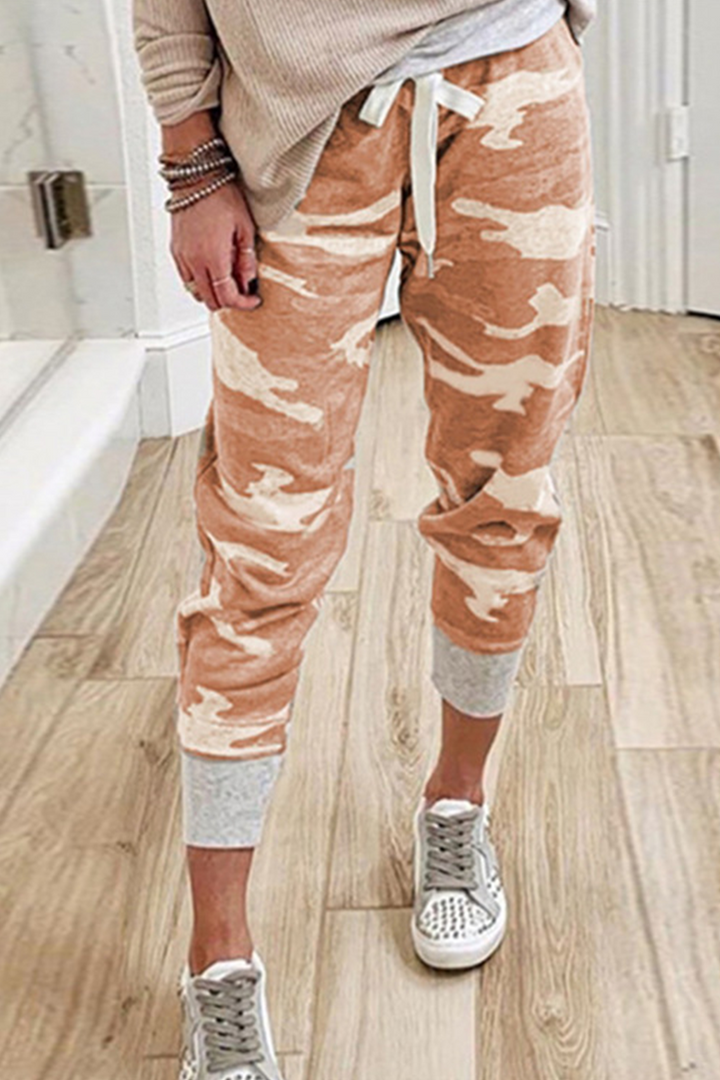 Drune | Lässig Camouflage Druck Draw String Capri Patchwork Hosen