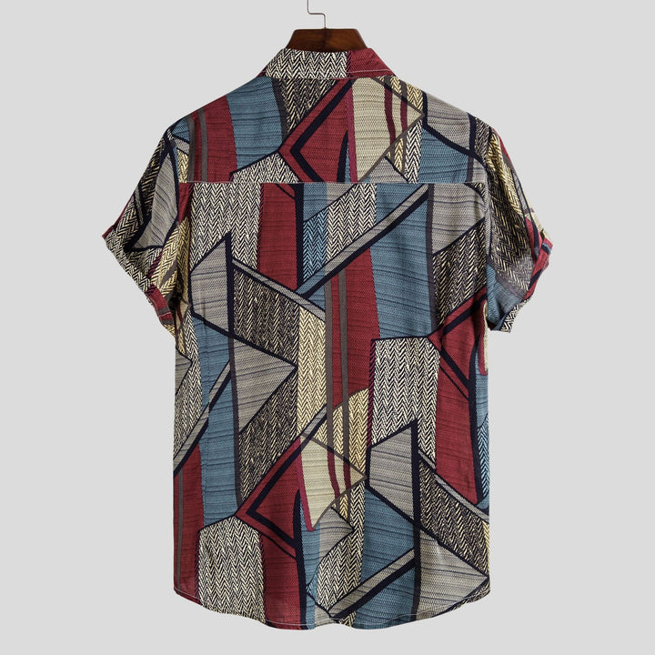 Herren Kurzarmhemd mit kreativem geometrischen Design und leichtem Stoff Drune