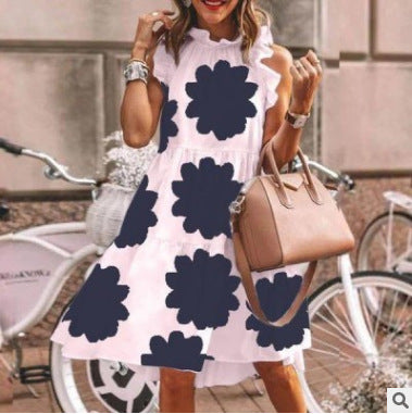 Damen Kleid mit Blumendruck und Rüschen Drune
