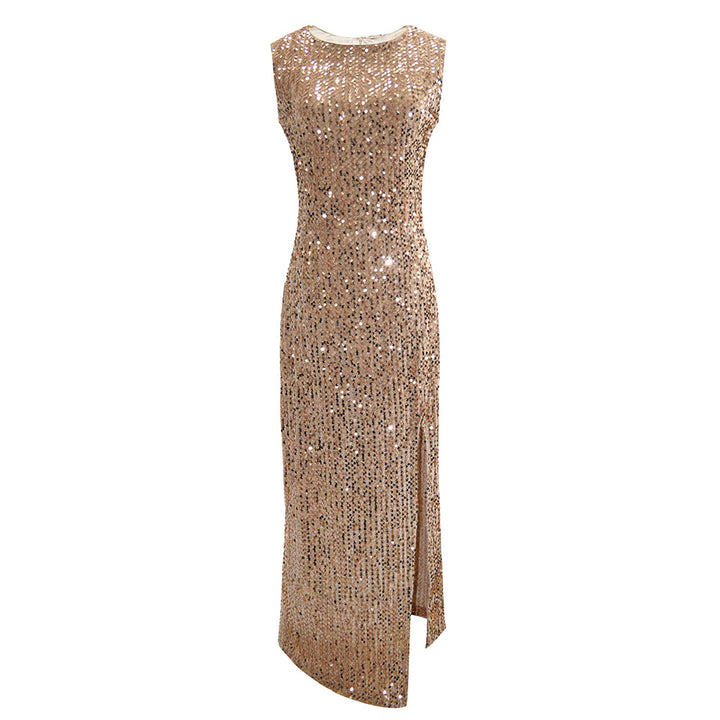 Damen Funkelndes Abendkleid mit hohem Schlitz und Paillettenbesatz Drune