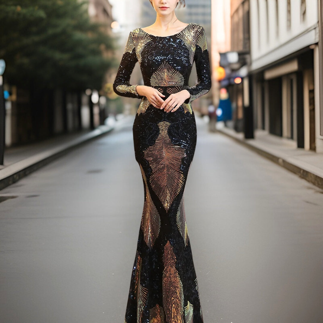 Drune - Hochwertiges, rückenfreies Pailletten-Kleid