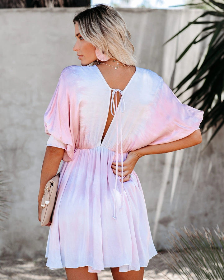 Damen luftiges Sommerkleid mit elegantem V-Ausschnitt und fließendem Schnitt Drune