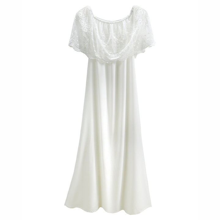 Damen Maxikleid mit schulterfreiem Design und zarter Spitzenverzierung Drune
