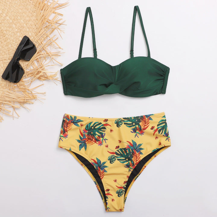 Damen Bikini-Set mit elegantem Bustier-Oberteil und hoch taillierten Unterteilen Drune