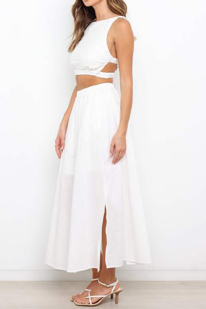 Drune | Sexy Einfarbig Patchwork Halter Kleid - 3 Farben