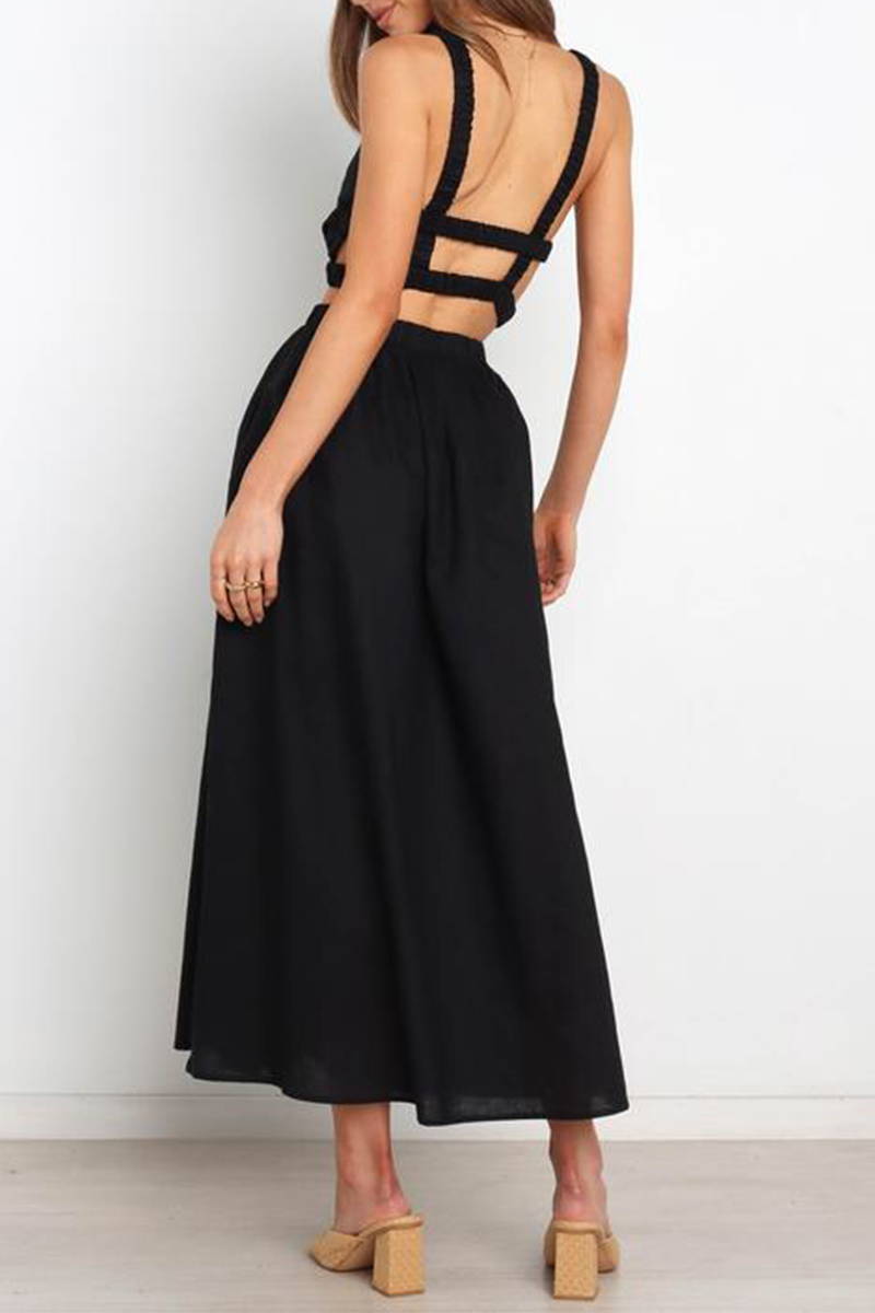 Drune | Sexy Einfarbig Patchwork Halter Kleid - 3 Farben
