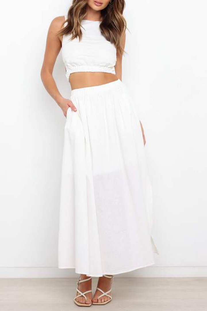 Drune | Sexy Einfarbig Patchwork Halter Kleid - 3 Farben