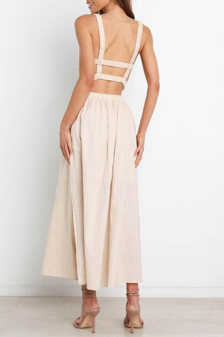 Drune | Sexy Einfarbig Patchwork Halter Kleid - 3 Farben