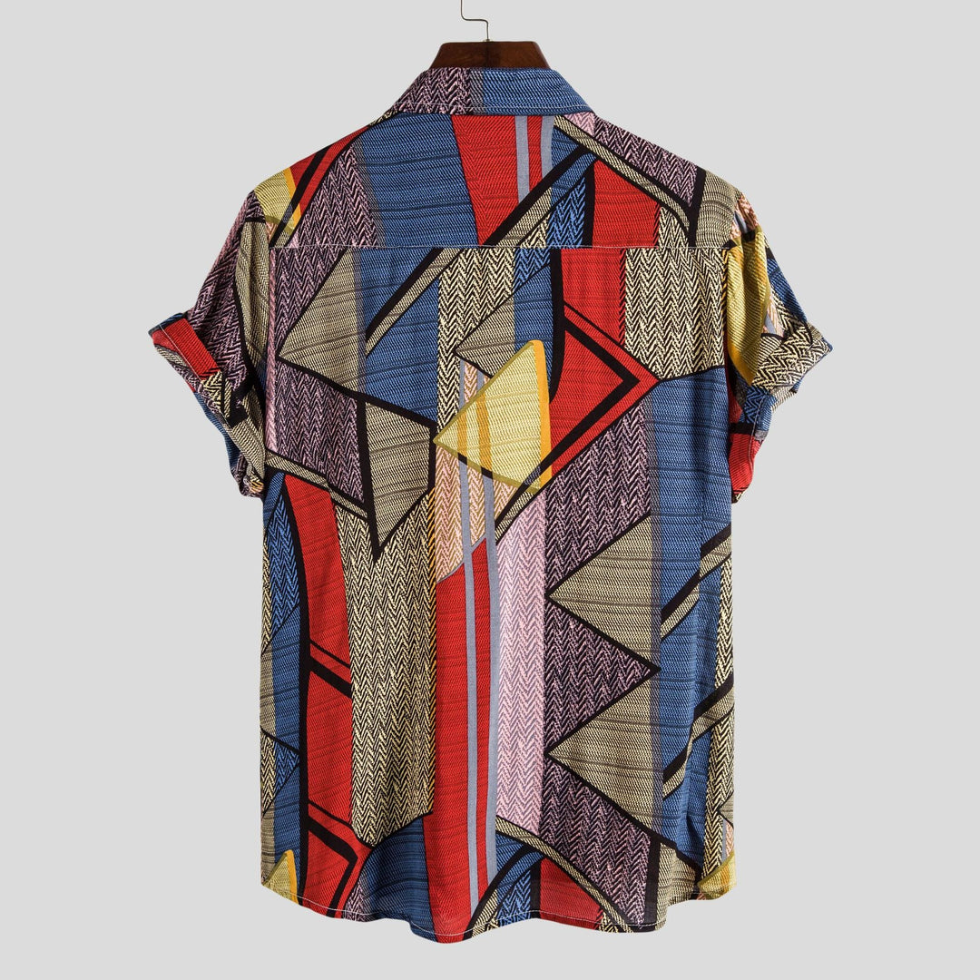 Herren Kurzarmhemd mit kreativem geometrischen Design und leichtem Stoff Drune