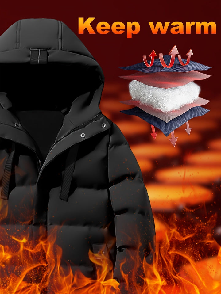 Drune | Lange Gepolsterte Kapuzen Puffer Winterjacke Für Herren - Perfekt für Outdoor-Aktivitäten