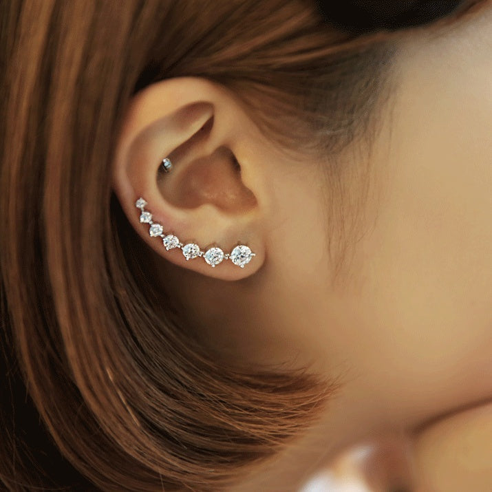 Drune | Glamour Glänzender Zirkon 925 Sterling Silber Ohrring