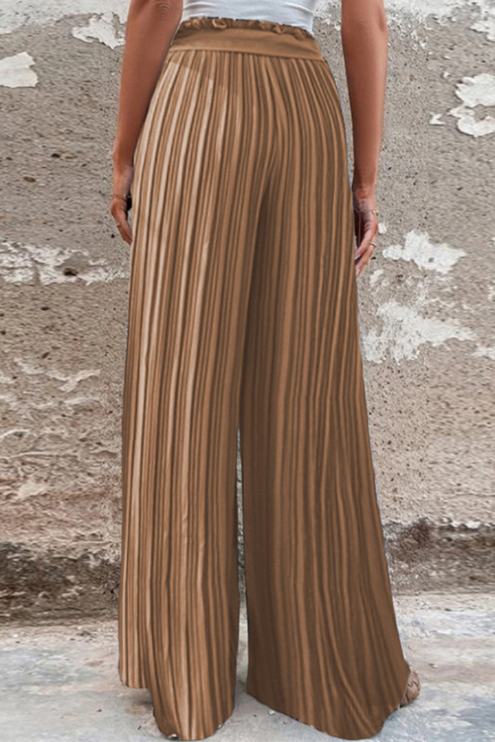 Drune | Fashion Unifarben Falten Lose Mittlere Taille Weite Bein Einfarbige Hosen - 4 Farben