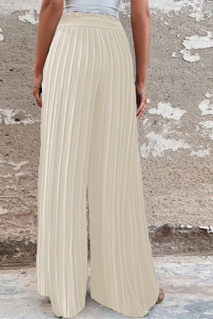 Drune | Fashion Unifarben Falten Lose Mittlere Taille Weite Bein Einfarbige Hosen - 4 Farben