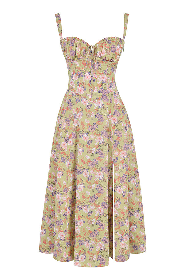 Drune | Langes Blumen Korsett Kleid