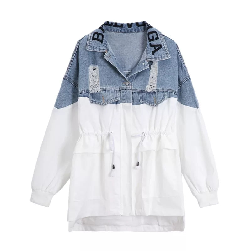 Drune | Damen-Jeansjacke aus kombinierten Materialien