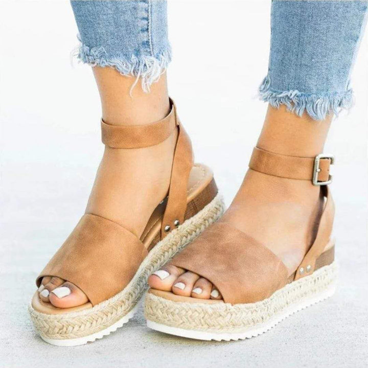 Damen Wedge-Sandalen mit elastischem Riemen und komfortablem Fußbett Drune