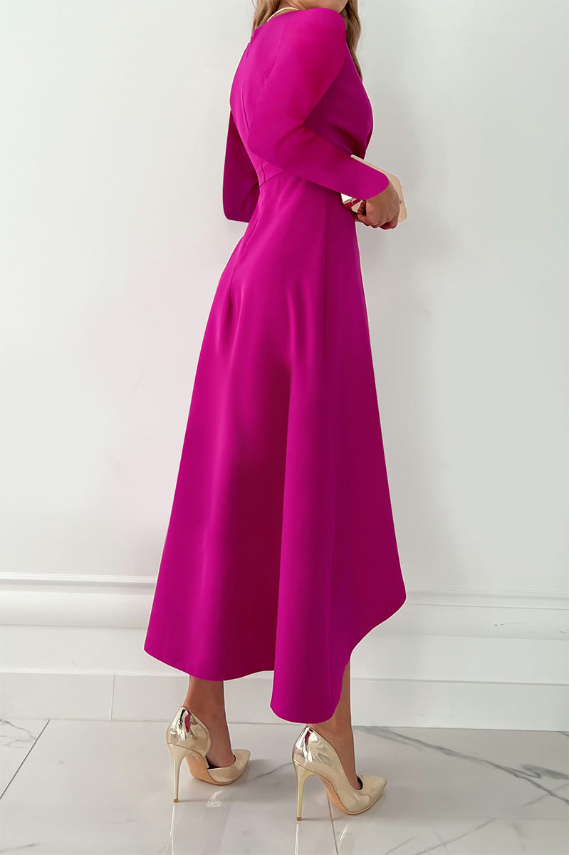 Drune | Mode Solide Patchwork V-Ausschnitt Asymmetrische Kleider- 5 Farben
