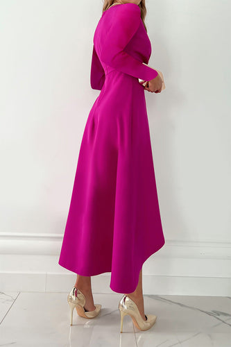 Drune | Mode Solide Patchwork V-Ausschnitt Asymmetrische Kleider- 5 Farben