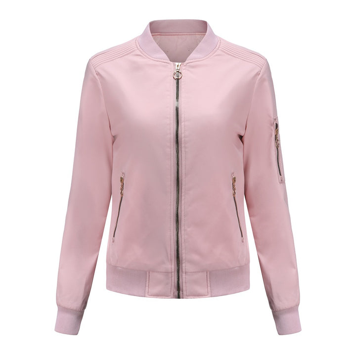 Damen nan leichte sportive Bomberjacke mit Ringzipper und Ärmeltasche Drune