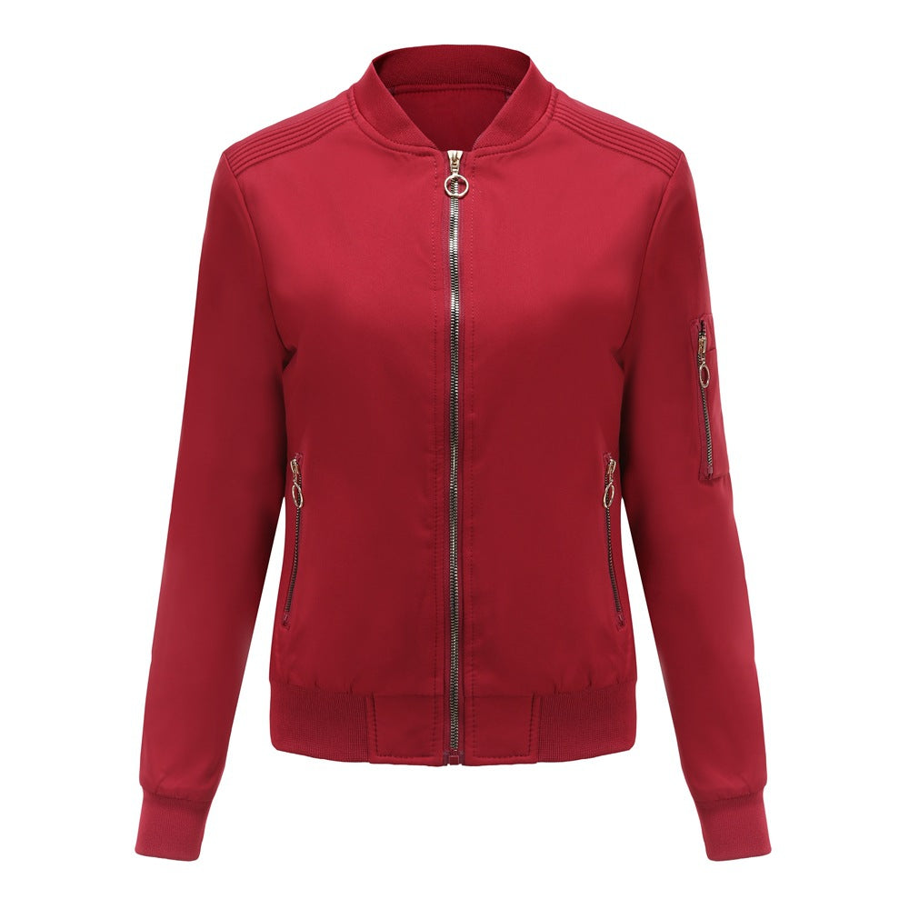 Damen nan leichte sportive Bomberjacke mit Ringzipper und Ärmeltasche Drune