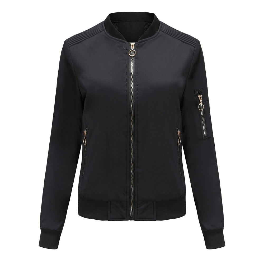 Damen nan leichte sportive Bomberjacke mit Ringzipper und Ärmeltasche Drune