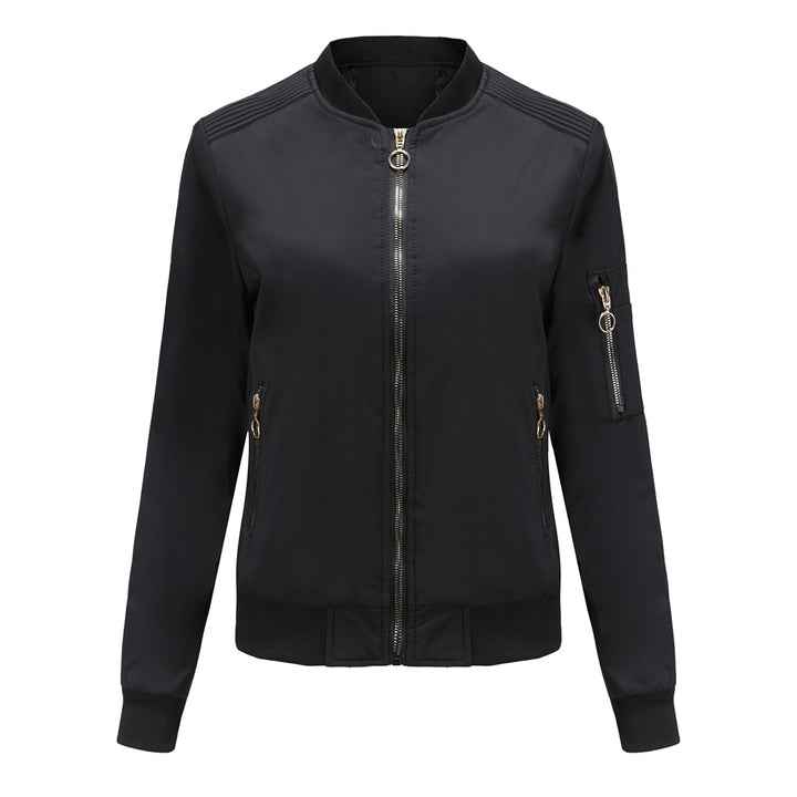 Damen nan leichte sportive Bomberjacke mit Ringzipper und Ärmeltasche Drune