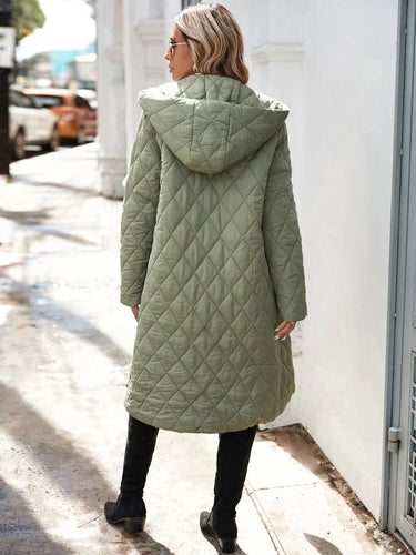 Drune | Kapuzen-Daunenjacke für Damen - lange gep quiltete Jacke