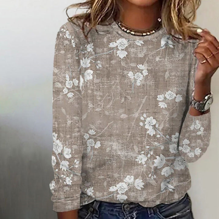 Drune | T-Shirt Jahrgang Stil mit Blumenmuster