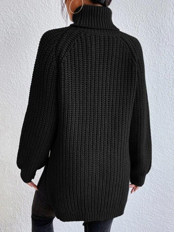 Drune | Hochgeschlossener Langarmpullover in Schwarz